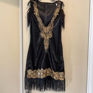 SOLD Dreamgirl Black and Gold Sheath Mini Dress